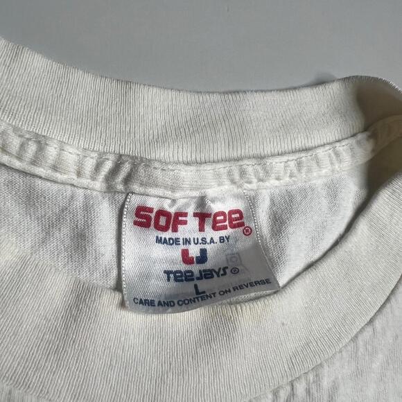 Vintage M.C. Escher Art T Shirt Soft Tee USA Made White Graphic Mens L 1991 90s - Picture 7 of 12